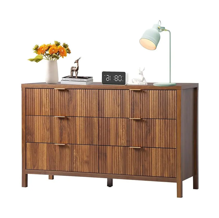 GiratreeFurniture 6 9 Drawer Dresser Cabinet, Long Nightstand with Drawers and Storage Cabinet, Boho Solid Wood Dresser TV Stand, Mid Century Modern Nightstand with 6 Drawer Dresser for Bedroom Closet