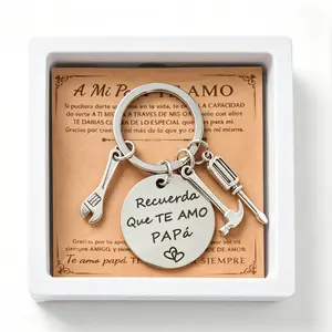 Stainless Steel Multi-Tool Keychain(Gift Box+Greeting card) - "Recuerda Que Te Amo Papa" Hammer, Wrench & Screwdriver Design, Durable 2026 Father's Day Gift, Trendy Men's Car Key Accessory fashion