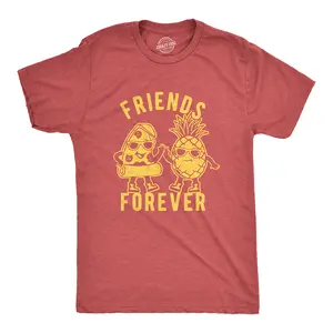 Mens Friends Forever Pizza and Pineapple T Shirt Funny Novelty Food Graphic Tee for Men Mens Funny T Shirts Cool Vintage Fashion T-Shirt Gift Classic Menswear Funny Food Short Sleeve Novelty Tees for Guys Red