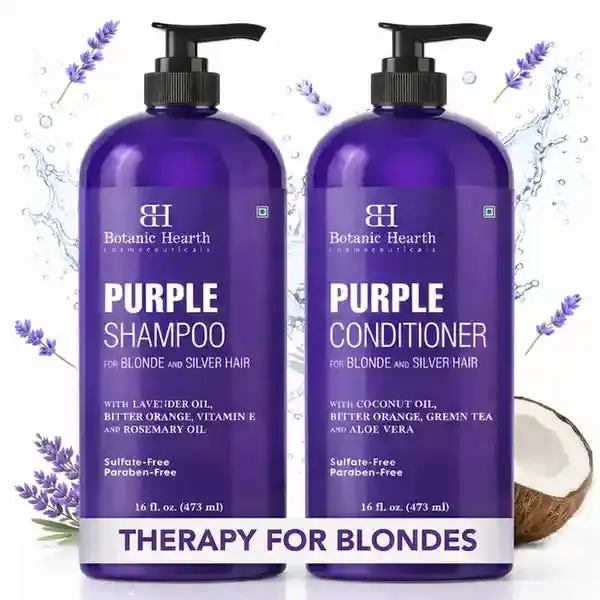 Purple Shampoo and Conditioner Set with Coconut and Aloe Vera | 16 fl oz each Purple Shampoo and Conditioner Set with Coconut and Aloe Vera | 16 fl oz each