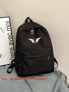 Symmetrical Line Dual Dragon Head Pattern Backpack, Street Style, Nylon Material, Easy to Clean, Ideal for Daily Use, Campus, Travel, Gift