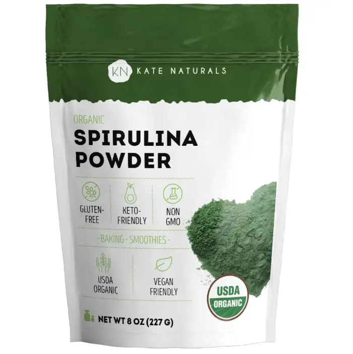 Kate Naturals Organic Spirulina Powder for Immune Support and Antioxidants. Nutrient Dense Superfood Supplement (8 oz, USDA Certified, Non-GMO, Gluten- Free)