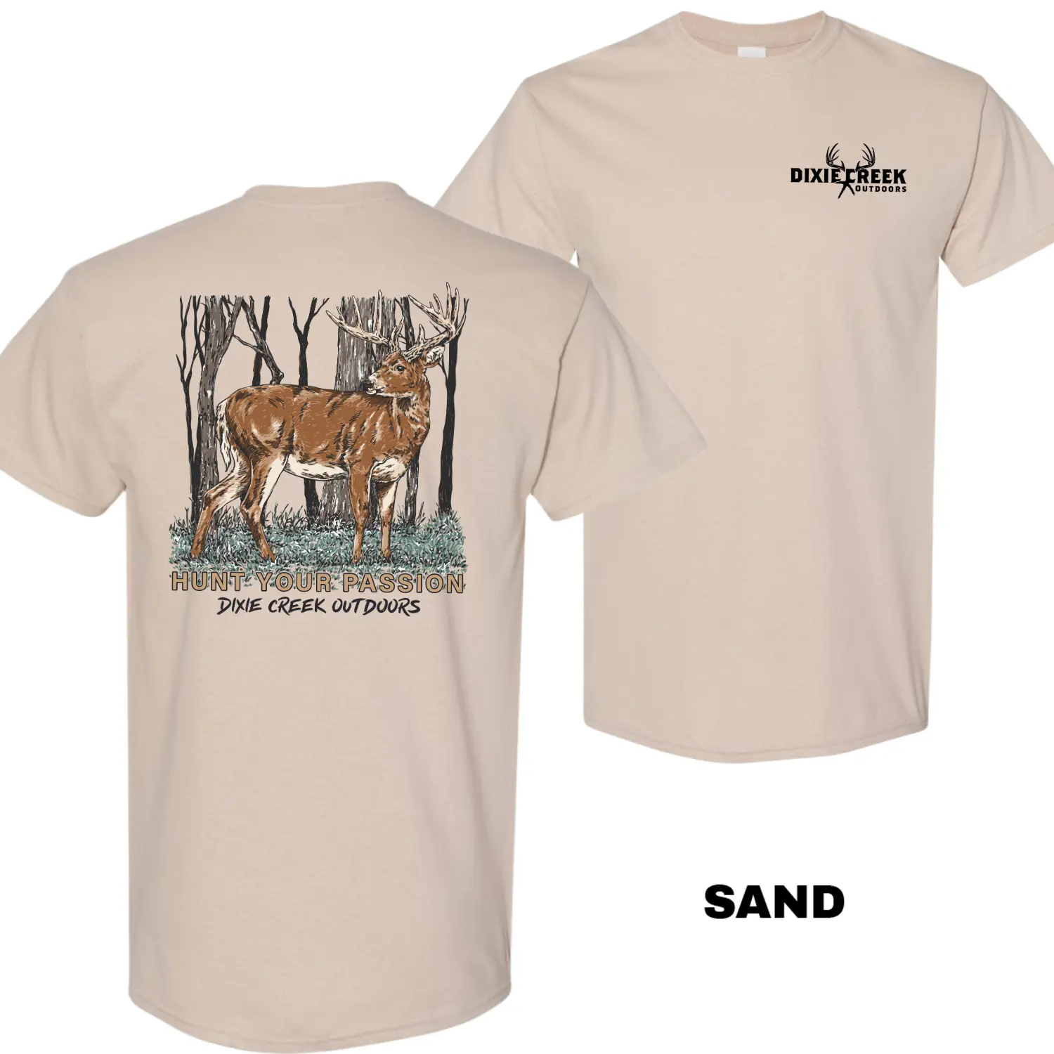 Men’s Dixie Creek Whitetail Deer Hunting T-Shirt, Vintage Whitetail Buck Graphic Tee, Classic Deer Hunting Outdoor Shirt,Southern Hunting Lifestyle Shirt,Streetwear,100% Cotton| Gift for Deer Hunters, Outdoorsmen, Dad, Husband, Nature Lovers