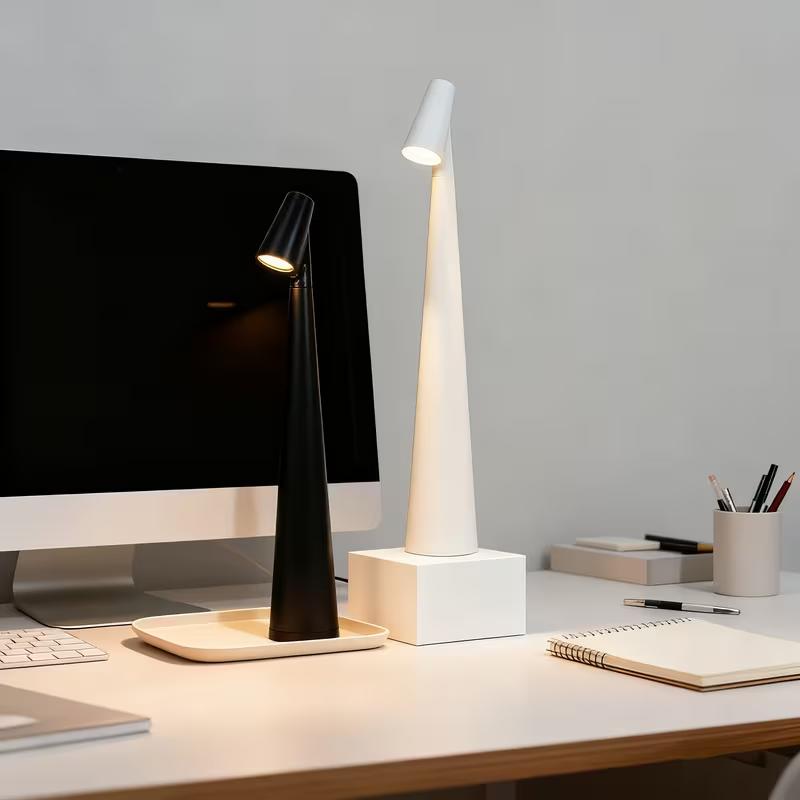 Cordless LED Desk Lamp with Rechargeable Battery Features Three Brightness Settings And Smooth Dimming Touch Control And Is Portable for Use in The Office Outdoors Or in Various Rooms Like The Bedroom Living Room Dining Room Balcony Hotel