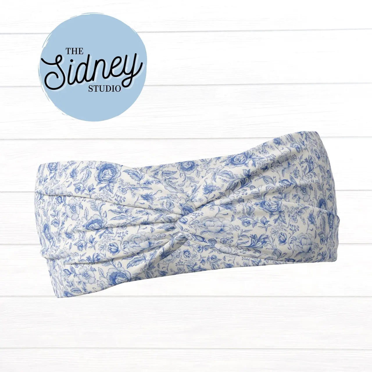 The Sidney Studio Simple Chinoiserie Wide Twist Headband for Nurses Teachers and Moms Buttery Soft Ultra Stretchy Jersey Knit One Size Fits Most