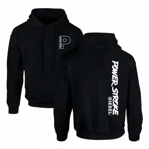 PowerStroke, Diesel, Truck, ChB, Unisex Black Hoodie, streetwear graphic tee