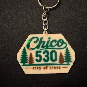 Custom Chico "City of Trees" Keychain, Personalized Souvenir Key Chain for Chico City Enthusiasts SIZE 2X2