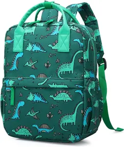 Cute Preschool Backpack Toddler School Book Bag for Girls Boys Kids Kindergarten Nursery Travel Bag with Chest Strap(12inch, Green Dinosaur)Gift.