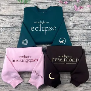 Embroidered Twilight-Inspired Sweatshirt – New moon, breaking dawn, eclipse Hoodie, Book Cover Aesthetic Crewneck