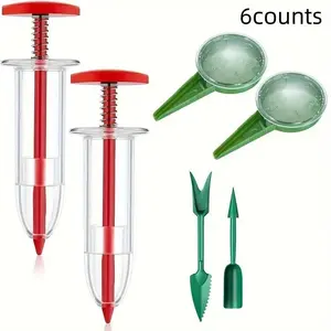 Mini Seed Planter Set, 6-Piece Garden Transplant Tool Kit, Lightweight Reusable Handheld Seeder, Ideal for Gardening Seeds