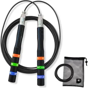 Speed Jump Rope for CrossFit & Boxing - Secure Self-Locking Adjustable Skipping Rope for Men & Women - Anti-Slip  Handles & Smooth Ball Bearings for Double Unders, HIIT,  Gym (2 Cables Included)
