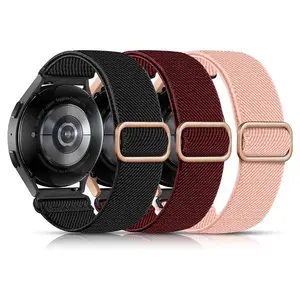 3Pcs 20/22mm Elastic Bands for Samsung Watch Bands Galaxy Watch 7 FE 6 5 4 40mm 44mm,Samsung Galaxy Watch 3/5 pro Band 45mm/Watch 6 4 Classic Band 42mm 46mm 43mm 47mm/Active 2,for Women Men Soft Adjustable Nylon Sport Band Accessories Wearable