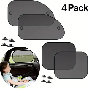 4-Piece Premium Car Curtain Sunshade Set, Ultimate UV Protection, Easy Install and Remove, Ideal for Most Cars and Vans, Perfect for Family Road Trips, Car Sun Shade Side Window