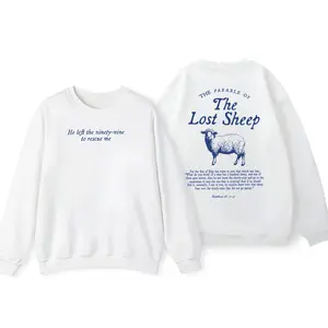 Parable of the Lost Sheep Bible Verse Crewneck Faith Based Clothing Worship Gospel Sweatshirt Minimalist Christian Catholic Religious Hoodie, T-shirt and sweater cotton