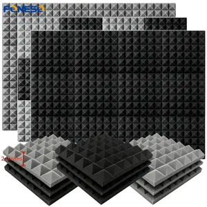 12-24pcs 2" Thickening Soundproof Acoustic Foam Panels Pyramid Designed, 12x12x2 inch 25kg/m³ High Density and Fire Resistant Sound Proof Foam Panels Acoustic Panels, For Studio Wall Ceiling Meeting Room Decorative 3D Wall Panel