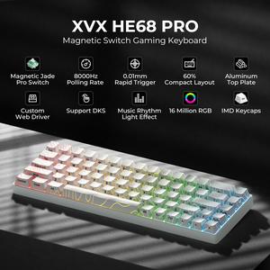 XVX HE68 Pro Gaming Keyboard,Gateron Magnetic Jade Pro,CNC Aluminum Frame,Hot-Swap 8000 Hz Polling Rate, 0.02mm Rapid Trigger Gaming Hall Effect 68% Wired Mechanical Keyboard,IMD-Tech keycaps,RGB Backlit,Adjustable Actuation,Rapid Trigger Mode