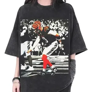 Joe Burrow Griddy Graphic T-shirt, Vintage Cincinnati Retro 90s Football shirt, Tiger Autograph Tee, Sport  cotton Shirt, Gift for Her, Him R5U