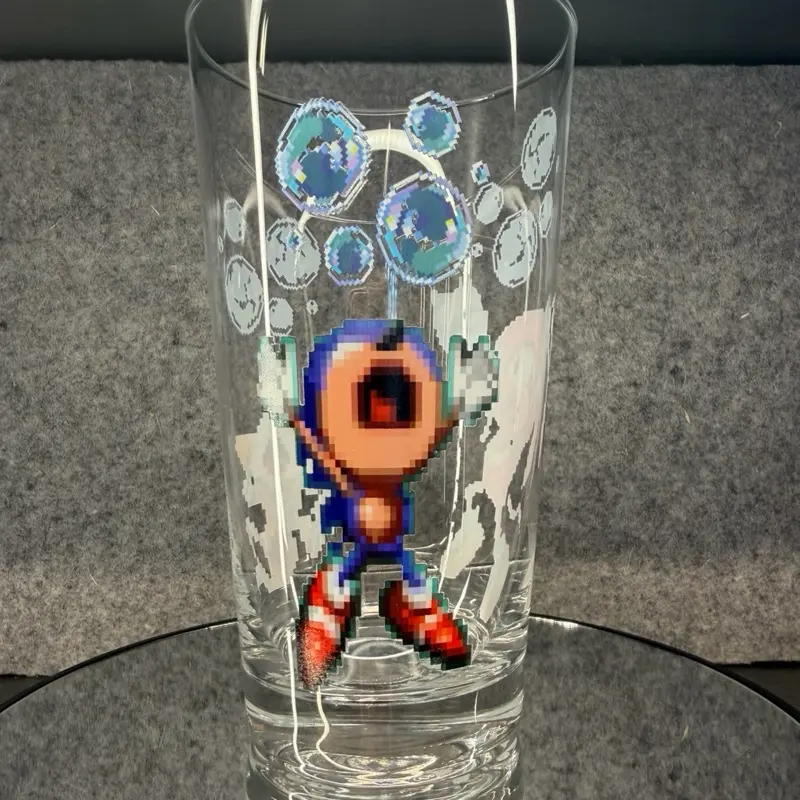 Retro 16-Bit Underwater Pixel Art Pint Glass | Classic Hedgehog, Fox & Echidna Gamer Drinkware | Arcade Nostalgia Water Level Cup Set