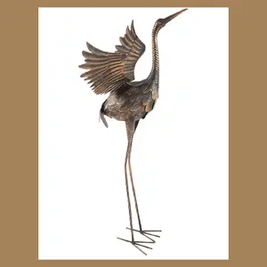 Garden Flying Crane Garden Statue - 35-Inch-Tall Metal Yard Art Crane Statues for Outdoor Decor - Yard Crane Garden Sculptures & Figurines - Lawn Ornaments for Patio, Pond, or Backyard