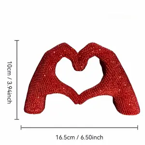 New French Style Light Luxury Beaded Heart Hand Ornament Home Valentine's Day Decoration Festival Atmosphere Craft Gift Home Decor Accessory