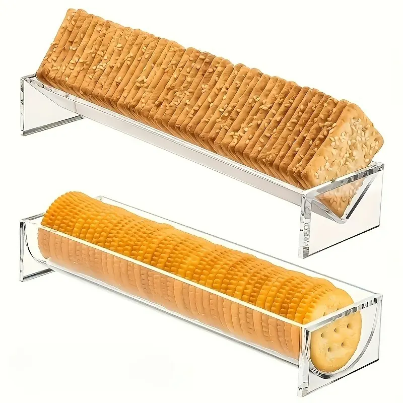 2/4/6pcs Clear Cracker Tray for Serving, Rectangular Cracker Holder for Serving Trays, Acrylic Food Display Cracker Serving Stand for Home, Party & Charcuterie Board Platter
