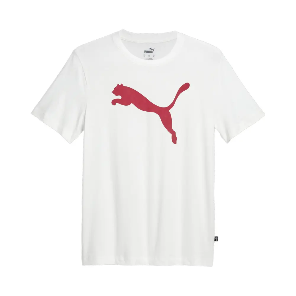 PUMA Mens Essentials Cat Logo Crew Neck Short Sleeve Casual Tops Casual - White