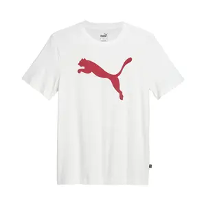 PUMA Mens Essentials Cat Logo Crew Neck Short Sleeve Casual Tops Casual - White