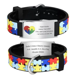 Personalized Autism Medical Alert ID Bracelet, Custom Engraved Emergency Silcone Wristband for little Girls Boys ( 0-7 years)