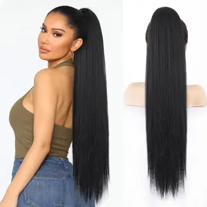 32 Inch Drawstring Ponytail Extensions Long Straight Ponytail Natural Soft Clip in Hair Extension Synthetic Heat Resistant Hairpiece For Black Women