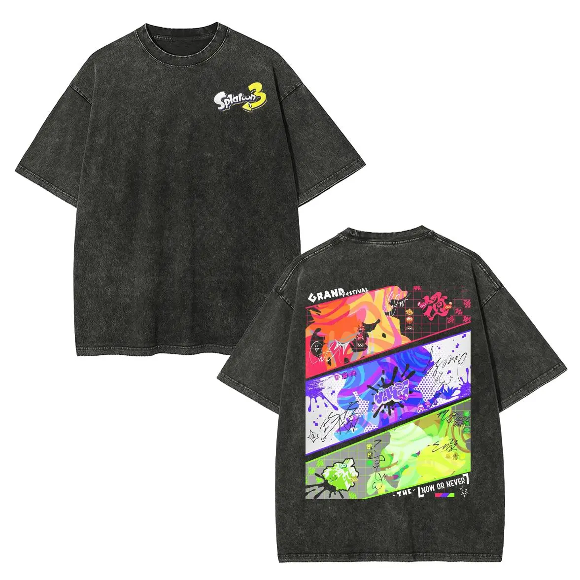 Splatoon 3 Cotton Unisex Round Neck Anime T-Shirt, Soft Cotton Unisex Retro Anime Tee Shirt Anime Graphic Tee Anime Fan Gift Gift for Him Gift For Her Vintage Y2K Hoodie Sweatshirt Fabric Menswear Top Kangaroo Clothes