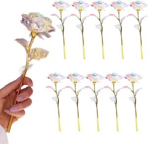 20Pcs Galaxy Rose Colorful Rainbow Artificial Flowers Crystal Flower Best Gifts for Mother's Day Thanksgiving Valentine's Day Girl's Birthday Party - Home Improvement.