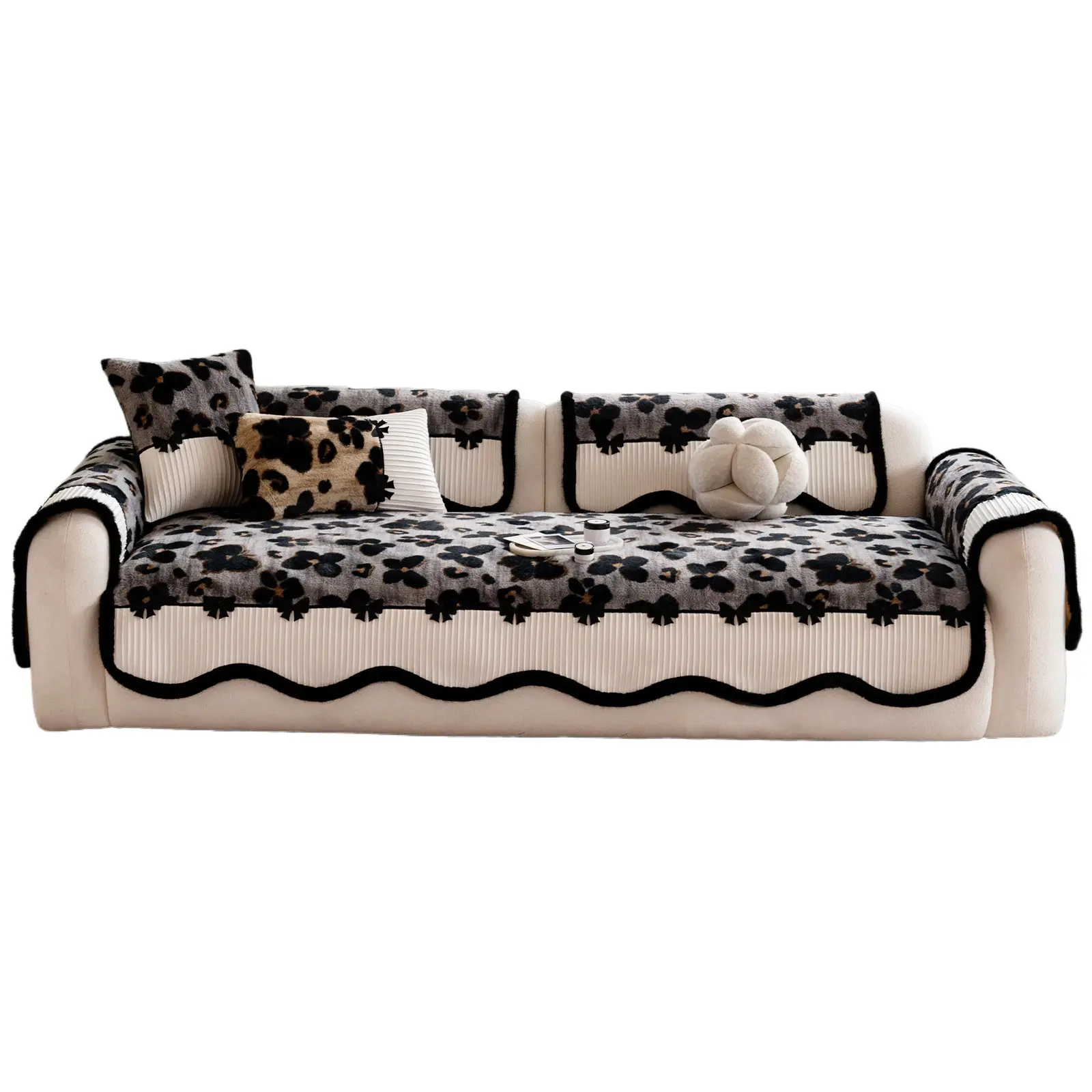 Vintage Leopard Print Plush Sofa Cushion, New Winter Thick Non-Slip Luxury High-End Seat Pad, 1pc Soft and Cozy Furniture Accessory, Couch Accessories