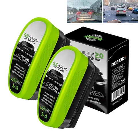 Upgrade Automotive Oil Film Cleaning Brush, New 2.0 Green Oil Film Wipe, Glass Cleaning Board for Windshield, Glass Oil Film Remover Brush for Car, Prevents Rain and Fog Cleaning Glass Brush,Oil Film Cleaning Brush