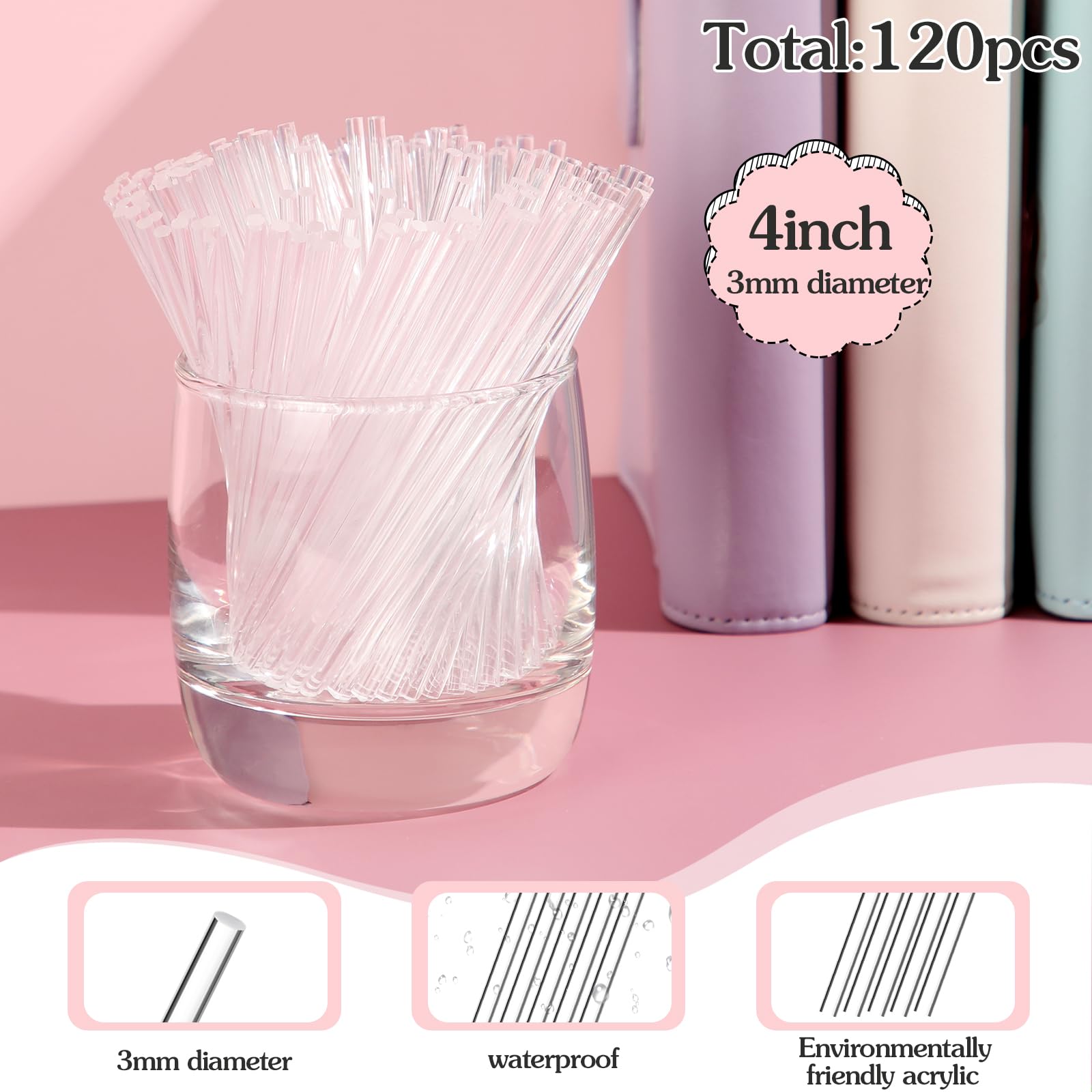 120 Pcs 4 Inch Clear Acrylic Rods 1/8 Inch Diameter Acrylic Dowel Rods ...