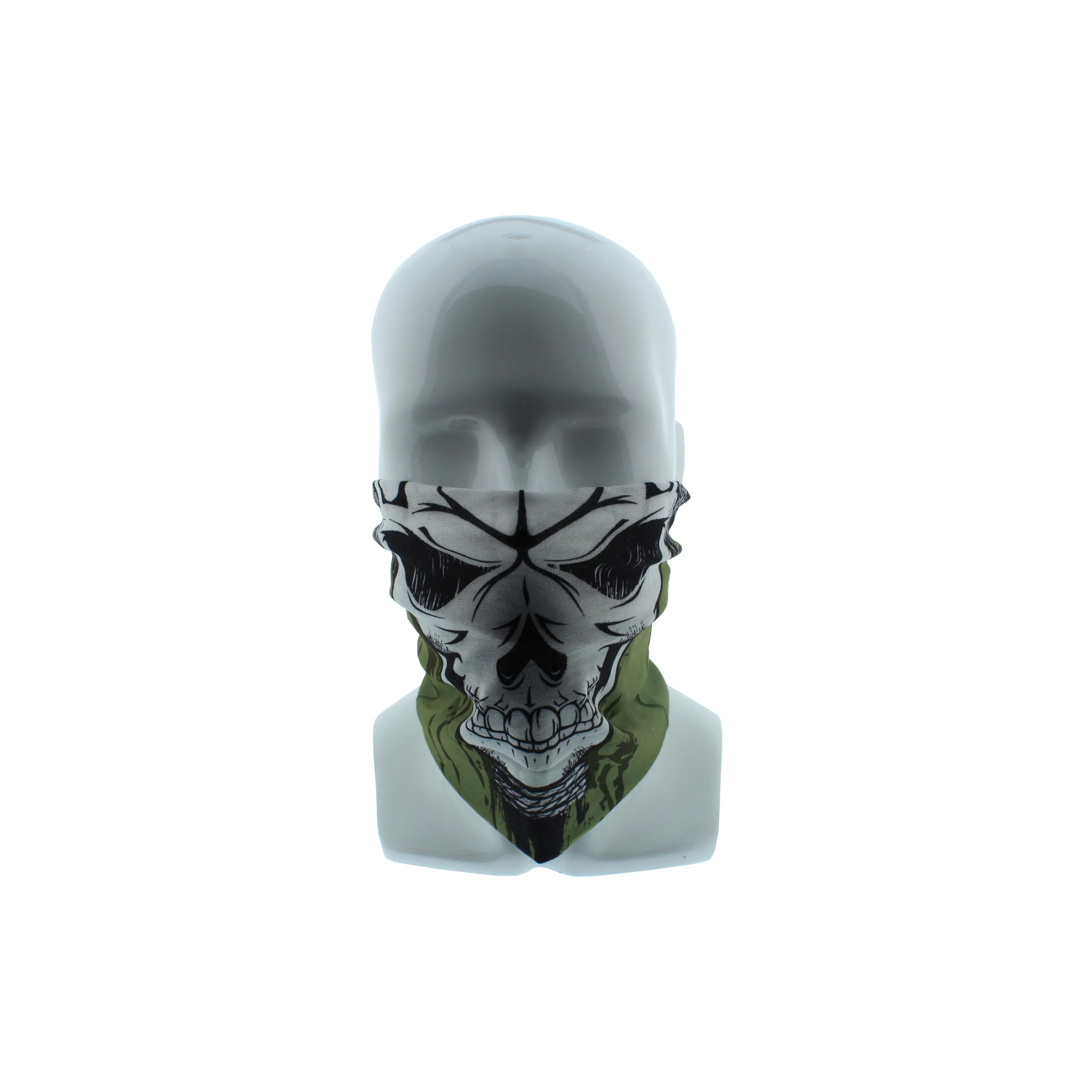Green and Black Skull Seamless Wide Tube Bandana Balaclava Paintball Face Mask