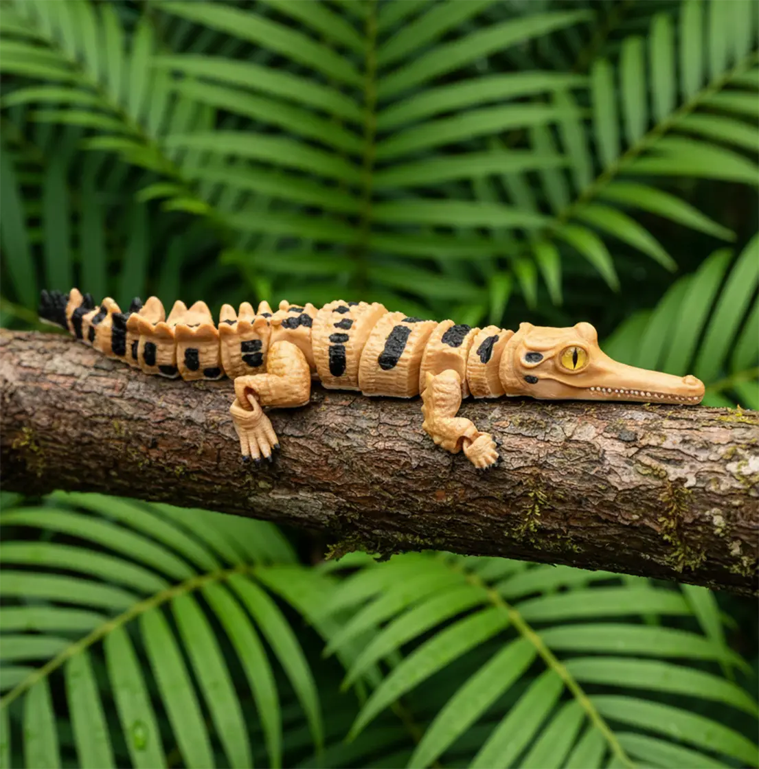 Articulated Gharial Croc Fidget Toy 3D Printed Poseable Figure 25 cm Long High-Quality PLA Material Desk Pet Nature Lover Sensory Toy Collectors Gift