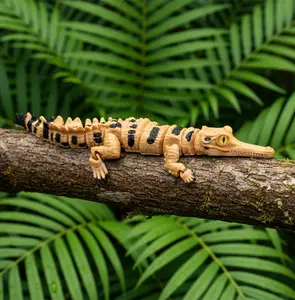 Articulated Gharial Croc Fidget Toy 3D Printed Poseable Figure 25 cm Long High-Quality PLA Material Desk Pet Nature Lover Sensory Toy Collectors Gift