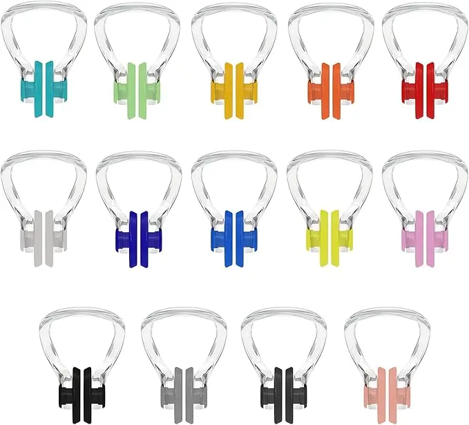 Swimming Nose Clips 14-Pack, High-Elasticity Silicone Multi-Color Set for Adults & Kids 7+, Waterproof, Reusable, Eco-Friendly for Swimming, Training & Surfing, High-Elasticity Silicone Swimming Nose Clips