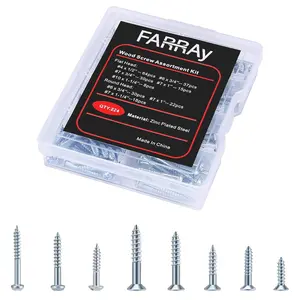 Wood Screws Assortment Kit, 224pcs Galvanized Phillips Screws Set, Wood Screws, Assorted Screws, Screw Kit, Assorted Wood Screws, Screw Set Assortment