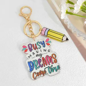 2D Flat, 1Count Graduation Book-Shaped Keychain Suitable for Bag Charm, Pencil Holder & Book Accessory with Acrylic Book Charm for Backpack Decoration, Pencil Case Charm for Students, Teachers, Graduates