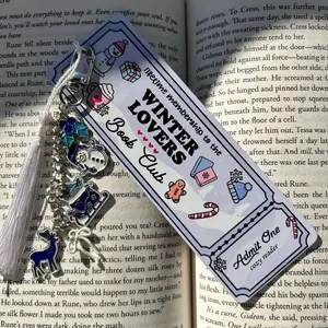 Winter Lovers Book Club Bookmark Cozy Reader Gift Metal Bookmark with Charms for Book Lovers