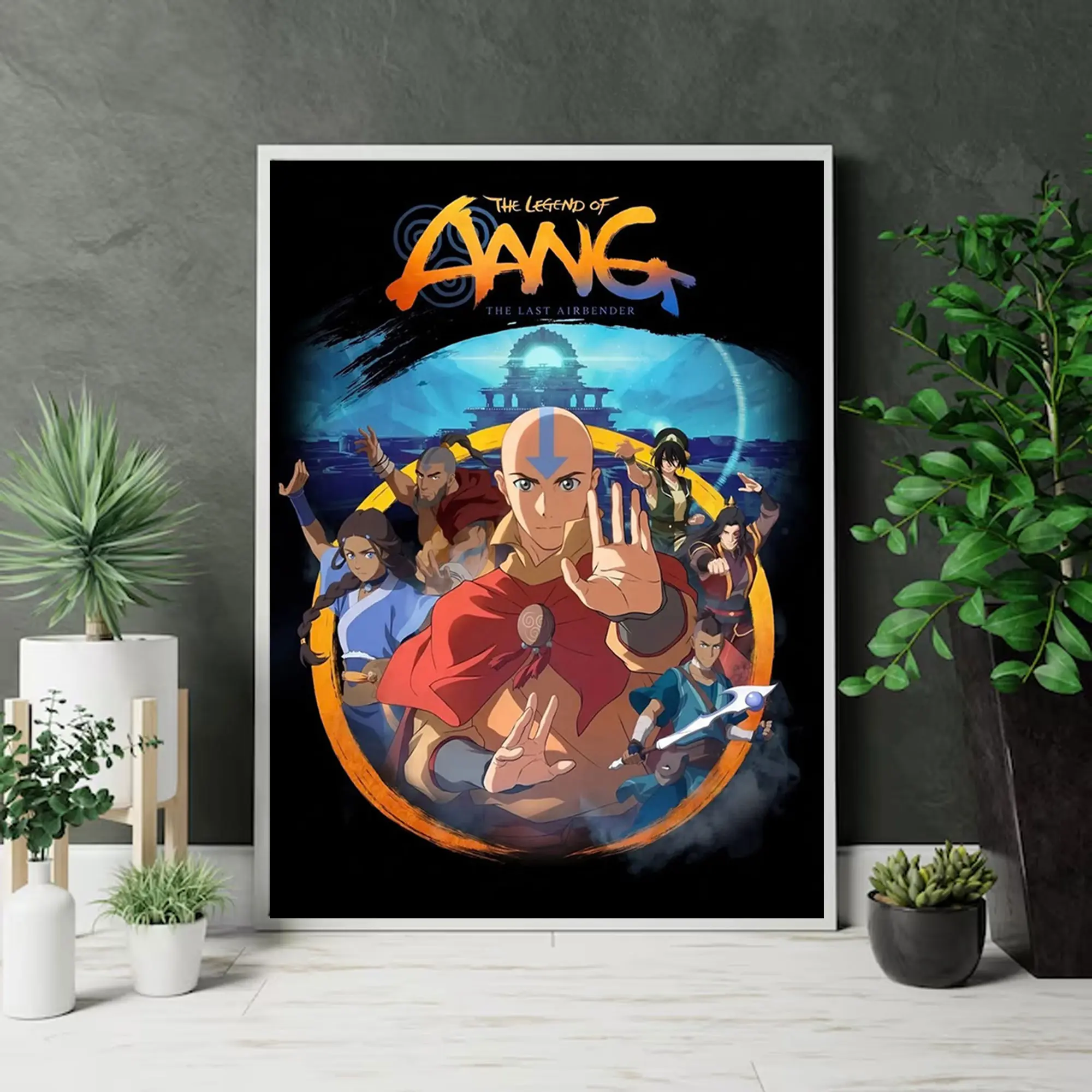 The Legend of Aang Movie Poster, Avatar The Last Airbender Circle Anime Art Print, Team Avatar Wall Decor, Manga Gift for Collectors