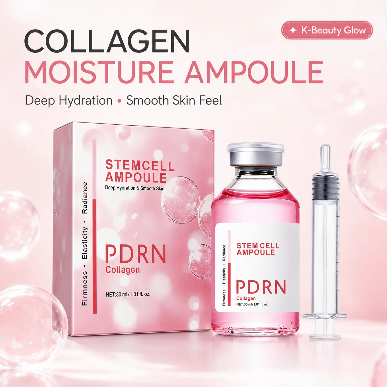 PDRN Collagen Moisture Ampoule - Hydrating Lightweight Daily Facial Serum, Smooth & Soft Skin Feel, Dewy Radiance Skincare Essence, 30ml/1.01 fl oz