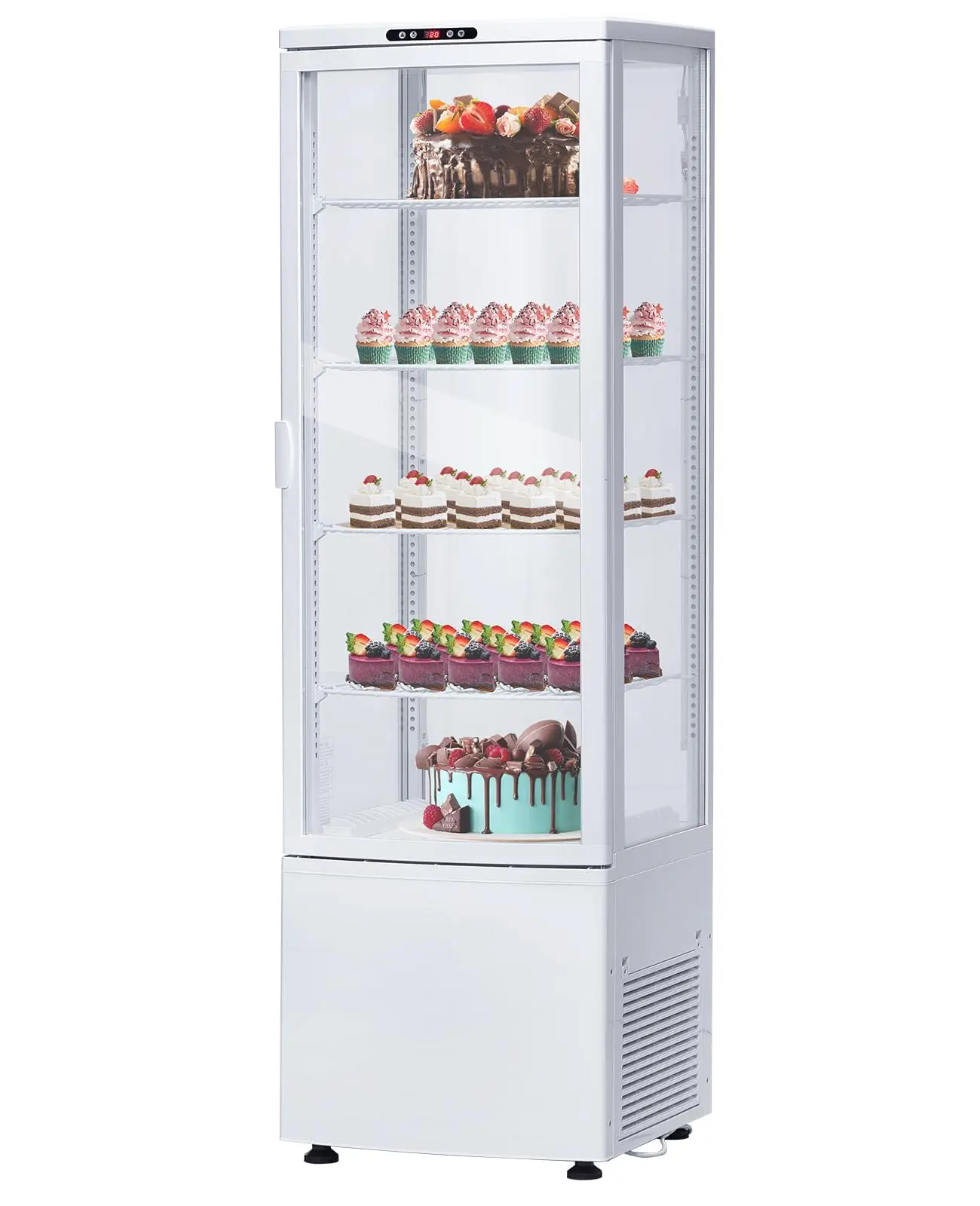 GARVEE Countertop Refrigerator 8.4 Cu.Ft. Bakery Display Case with LED Lighting, Fast Cooling, Rear Sliding Door, Pastry Showcase for Bakery, Cafe, Restaurant, Black Commercial Fridge