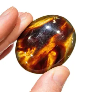 Amber Crystal Palm Pillow Round Montana Golden Plated Crystal Gemstone Pendant