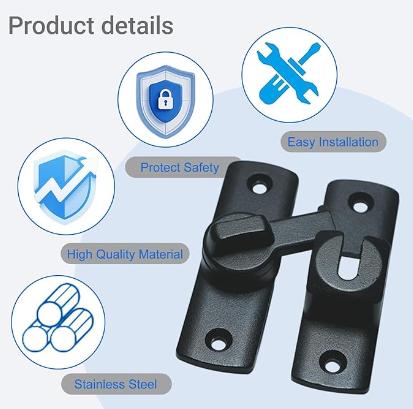 Upgraded Barn Door Lock 90/180 Degree Flip Door Latch Protecting Safety Sliding Gate Latches for Barn Garden Bathroom Cabinet Window Sliding Door Easy Install with Screws