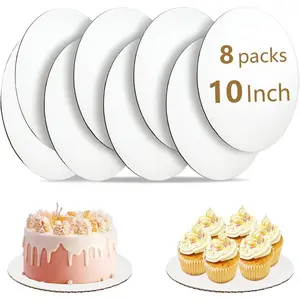 8 count Cake Boards 10 inch Round, -Grade White Cake Board Rounds, Sturdy Cardboard Cake Circles Base Cakeboard,  and Oil-proof Cake Plate for Cake DIY, Dessert, and Crafts Display
