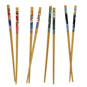 One Piece Chopsticks Character Inspired Designs Reusable Bamboo Set – 4 Pack