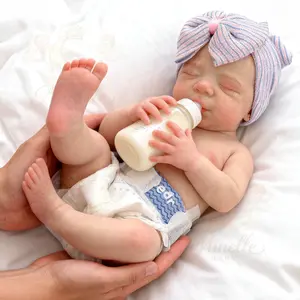 18-inch Realistic Sleeping Basbill Reborn Doll - Anatomically Correct Baby Girl, 3D Painted Light Gray Tone with Visible Veins, Open Mouth and Tongue, Soft Light Gray Texture, Lifelike Sleeping Expression. Ideal Collector & Birthday Gift for Girls (Doll O