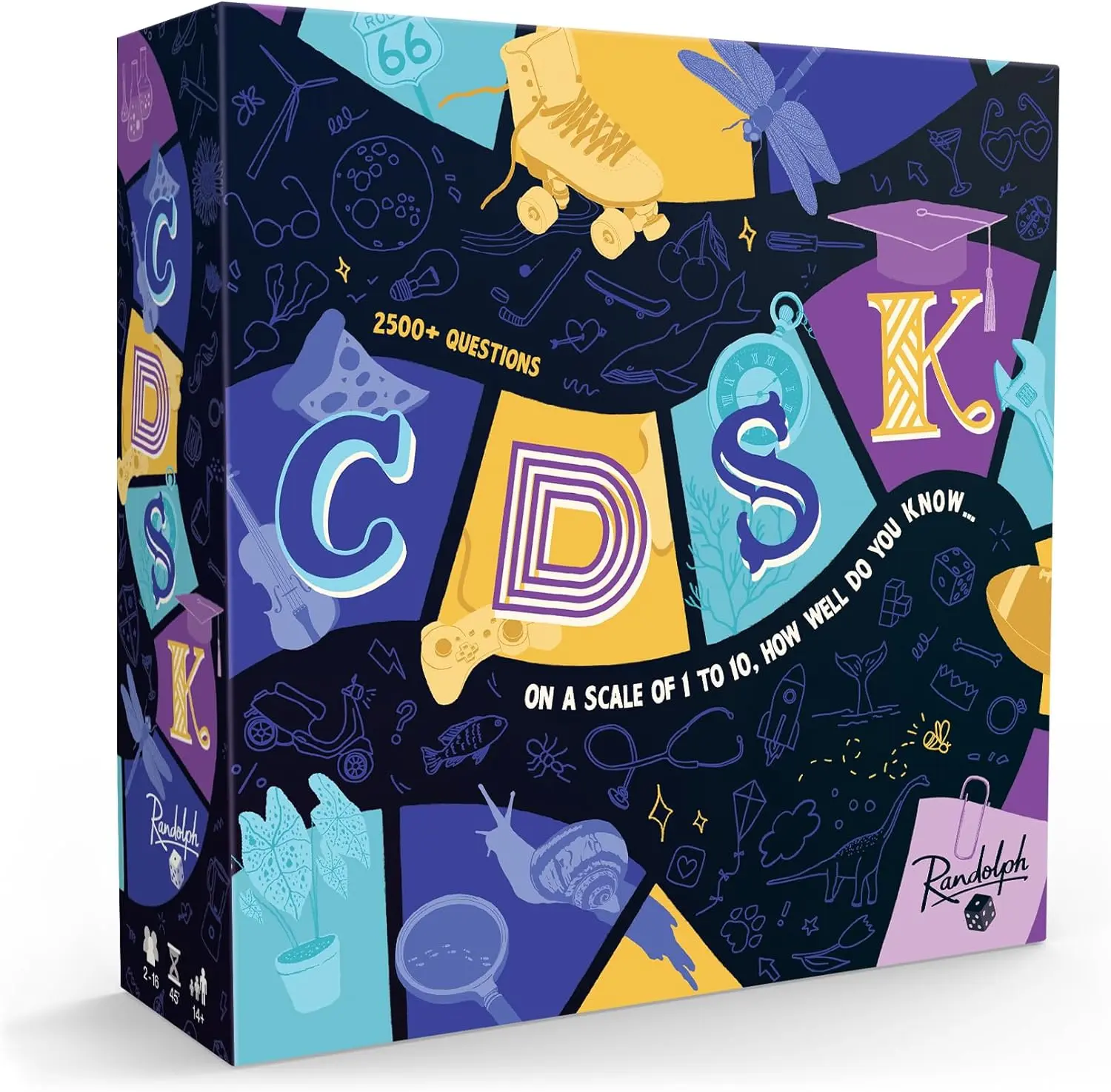 CDSK Trivia Party Game for Teens & Adults, 2500+ Questions, 2-16 Players, Team Challenge Board Game for Family Game Night, Ages 14+